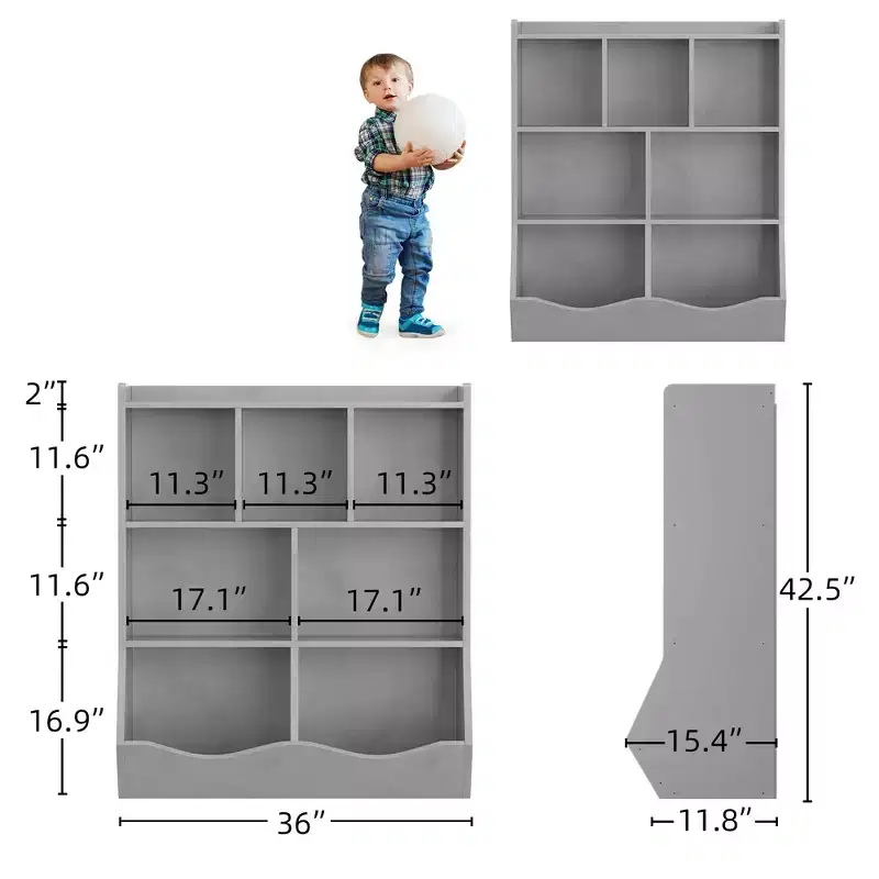 Children's three-layer bookshelf, children's bookshelf with storage cabinets, toy storage rack, suitable for playrooms, children's rooms