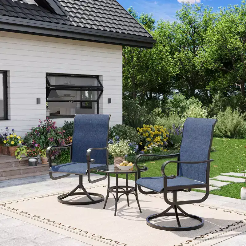 Premium Swivel Rocker Patio Dining Chairs Set Ergonomic Outdoor Furniture with Breathable Mesh for Deck Garden