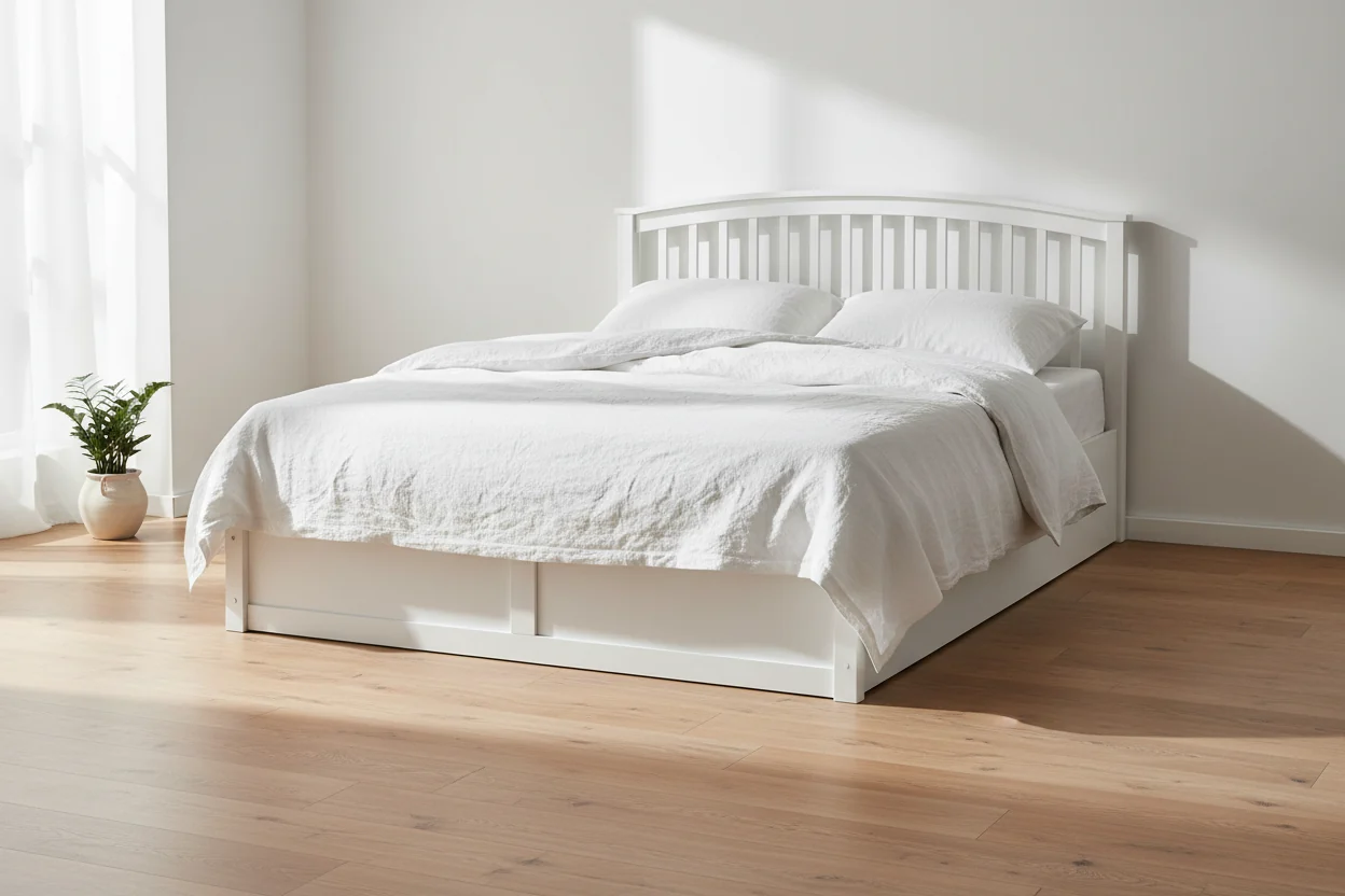 Letto contenitore Legno di pino  140 x 200 cm Bianco