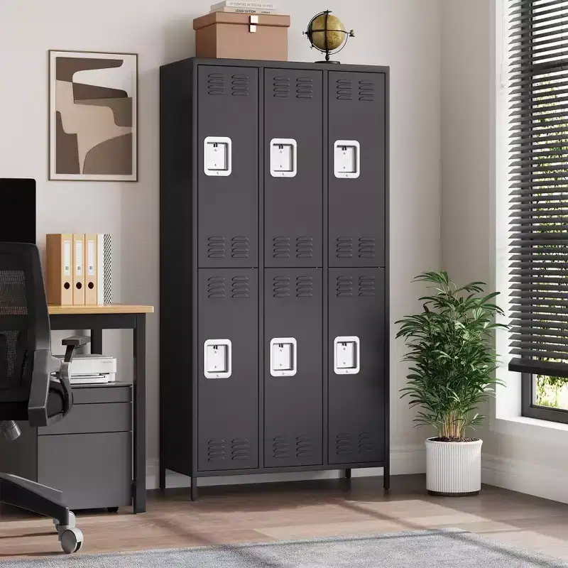 6 Doors Employee Lockers for Office, Metal Storage Locker Combination, Lockable Employee's Metal Locker with Door, Industrial Storage Lockers