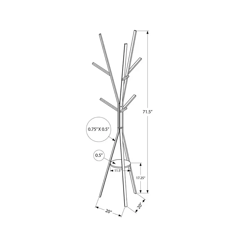 Clihome 72 Metal Coat Rack 6 Hooks Hall Tree with MDF Shelf Entryway Bedroom