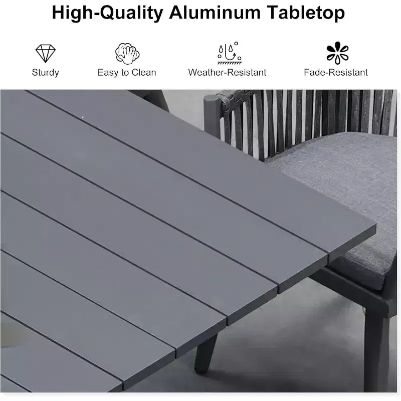 PURPLE LEAF Patio Dining Set with Outdoor Aluminium Dining Table and Woven Rattan Chairs Modern Furniture Set for Garden Yard Indoor Decor