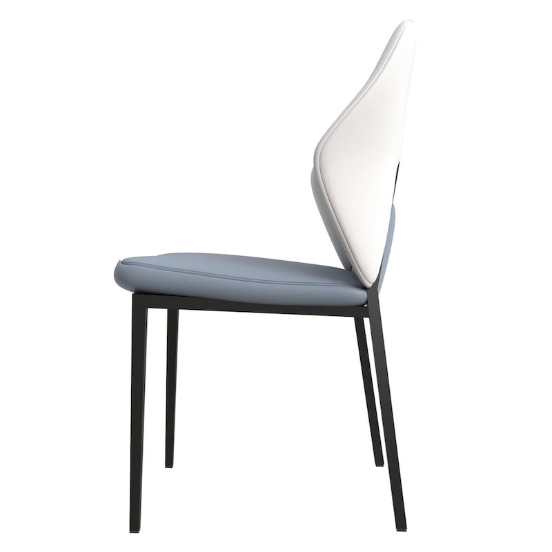 Leather Dining Chair in Black Iron Modern Upholstered Accent Kitchen Side Chair