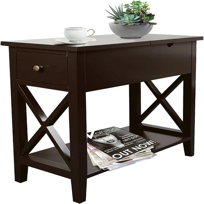 Material Flip Top Narrow End Table - 11  D x 23.5  W x 24  H