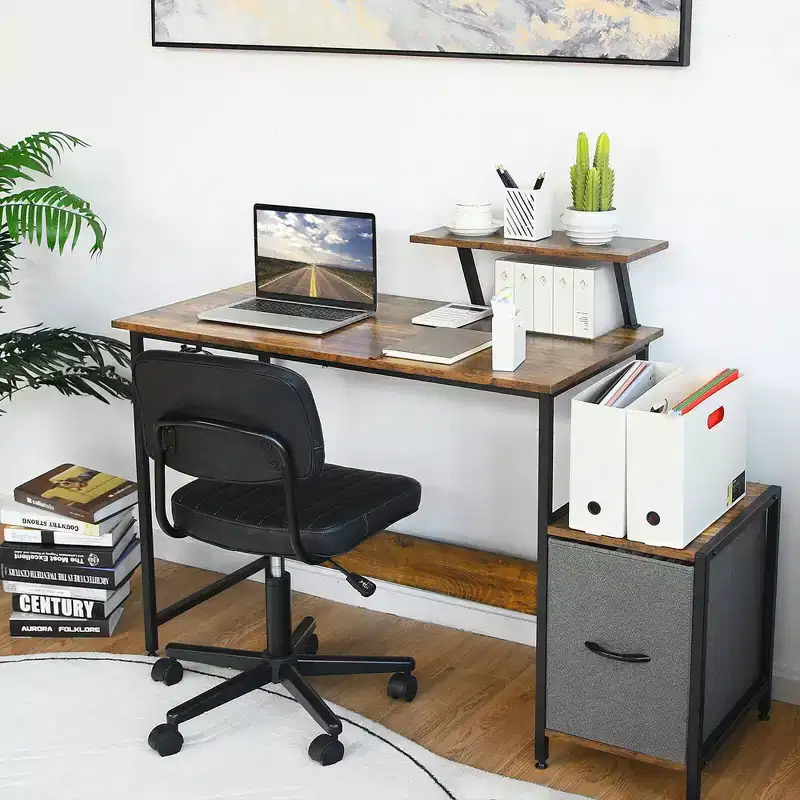 Computer Desk Writing Workstation Home Office w/ Movable Storage Rack & Shelf