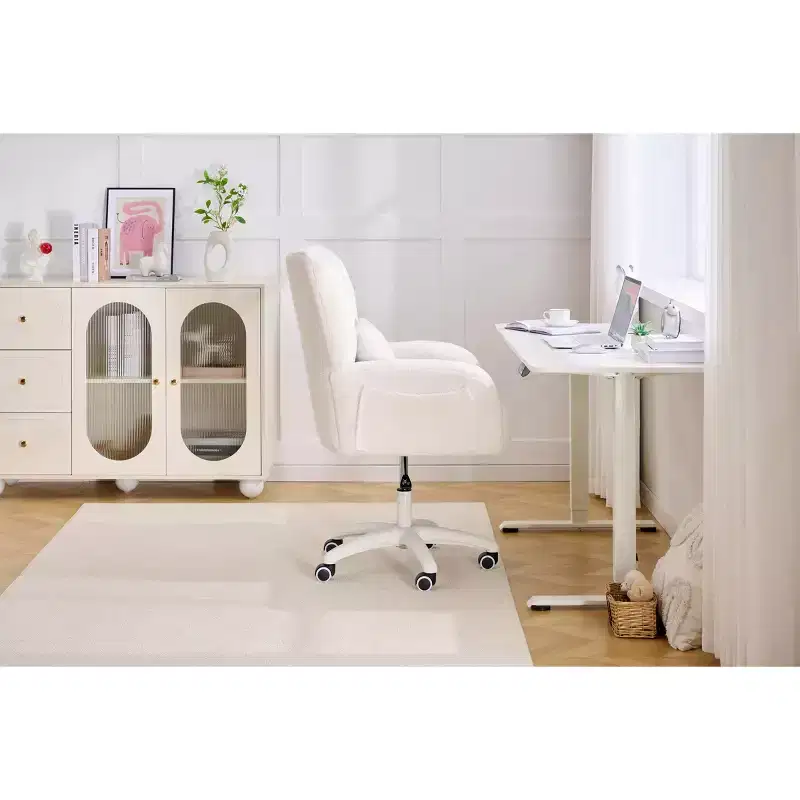 Teddy Swivel Home Office Chair, Armchair with Adjustable Height, Wheels for Study Room, Bedroom - ModernLuxe
