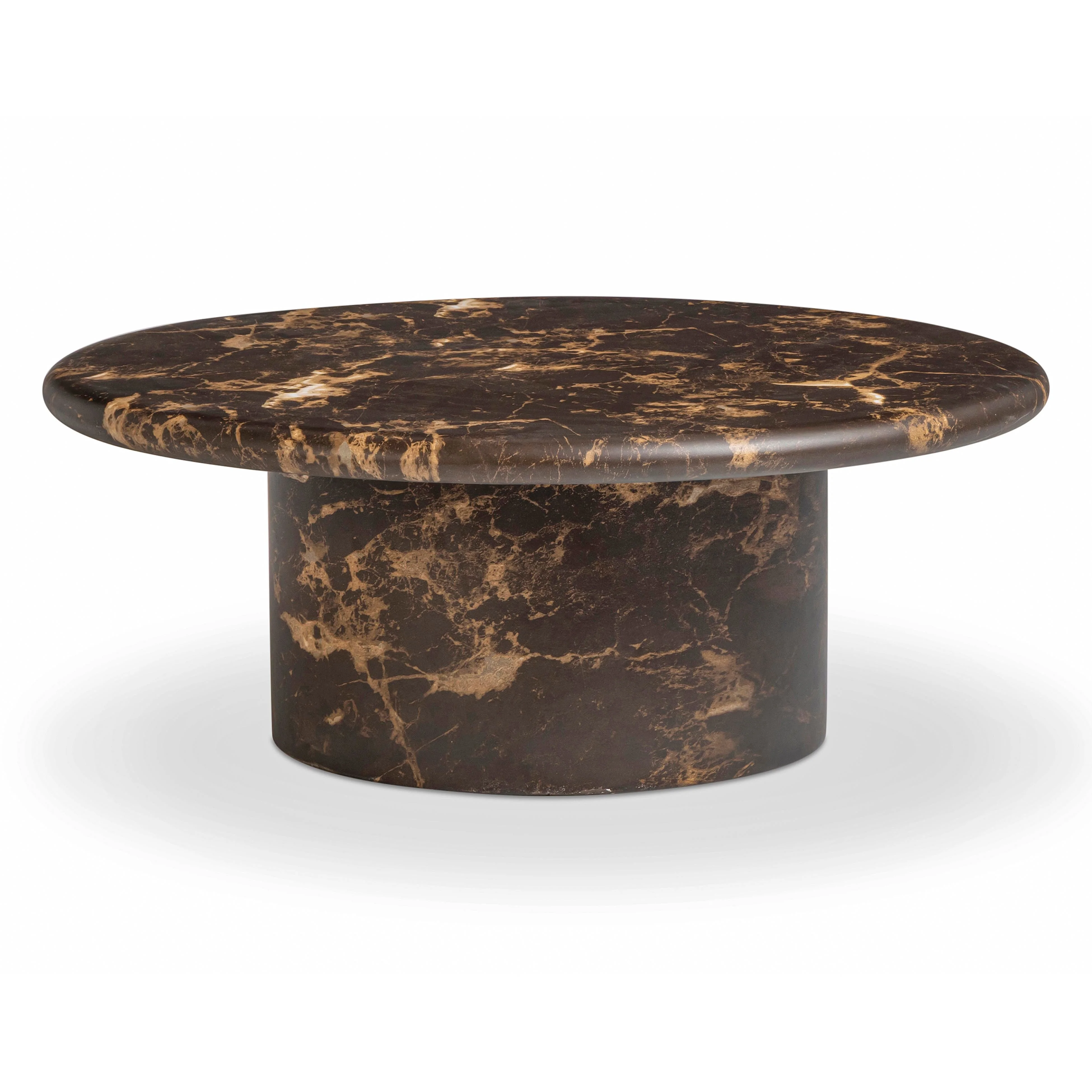 36 Dark Brown Faux Marble Indoor/Outdoor Concrete Round Coffee Table