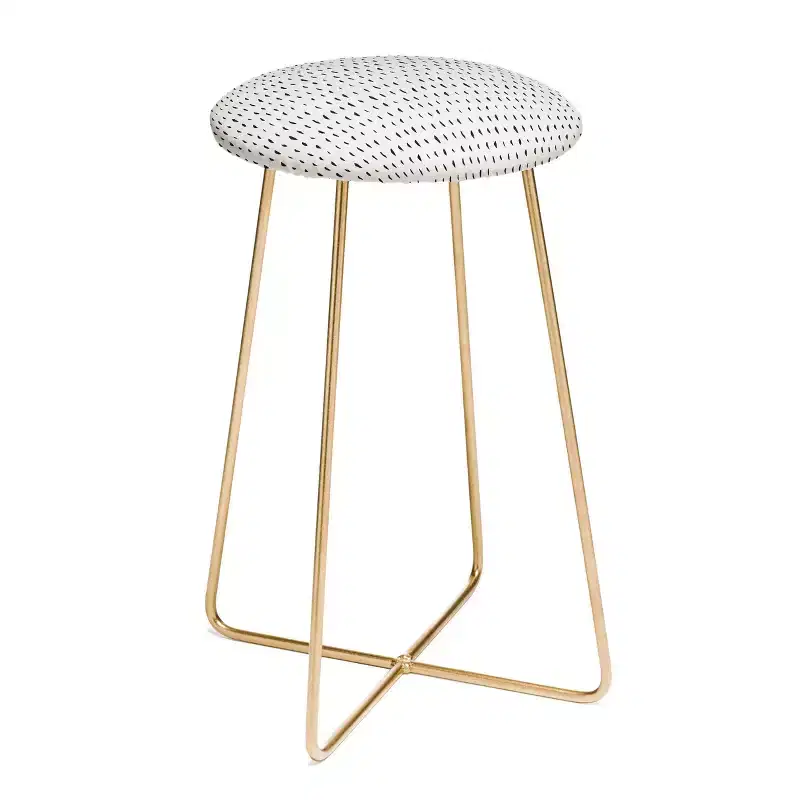 Holli Zollinger Adobo Rain Counter Height Barstool Black/Gold - Deny Designs: Faux Leather, Steel Legs, Round Shape