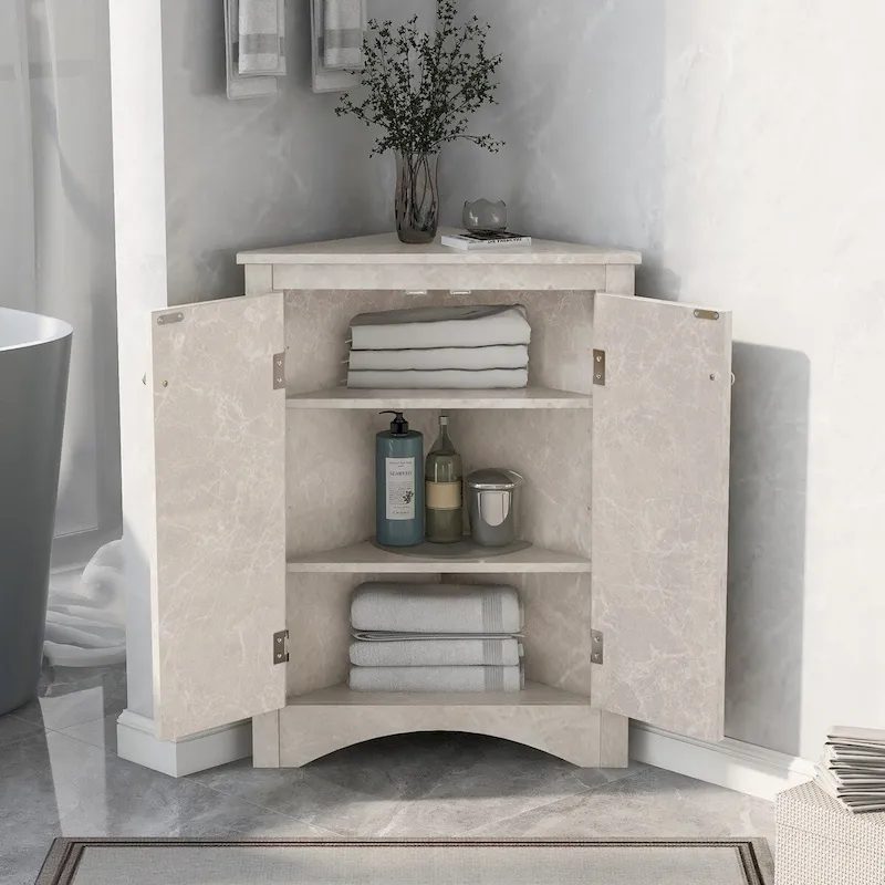 Triangle Bathroom Storage Cabinet with Adjustable Shelves