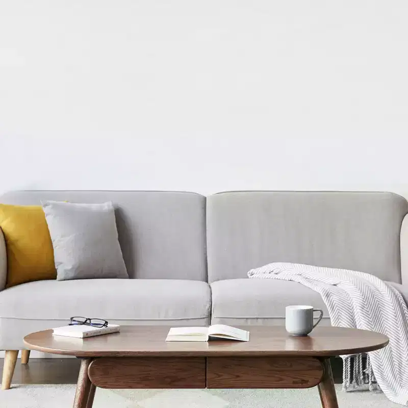 Living Room Oval Coffee Table, Wood Farmhouse Low Table with 2 Drawers, Modern Centre Table for Study Room Office Hotel Balcony