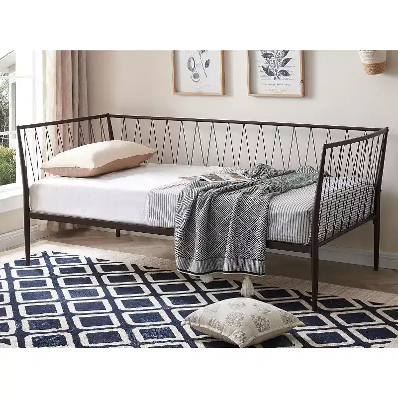 Kings Brand Furniture Modern Twin Size Metal Daybed Frame with Mattress Support, Day Bed for Living Room, Bedroom, Guest Room, Bronze