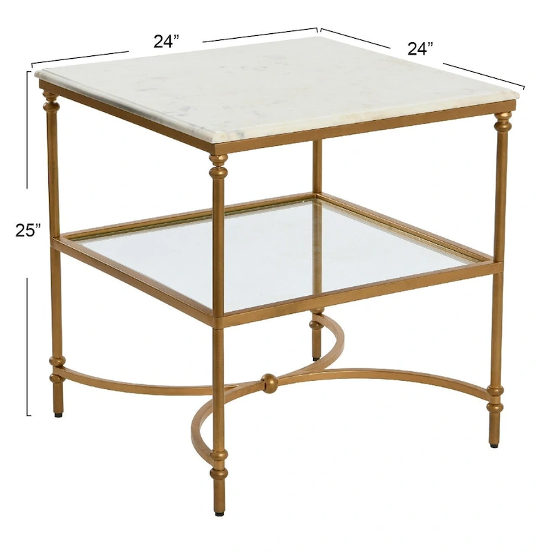 Marble and Metal End Table
