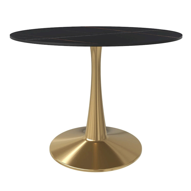 Round Dining Table 40 Sintered Stone Tabletop in Gold Steel