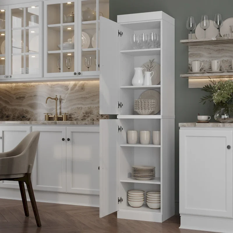 100% Solid Wood 16.5 Kitchen Pantry Cabinet with Doors by
