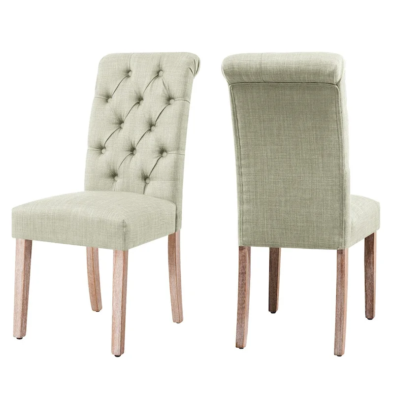 Linen Parsons Modern Button Dining Chair