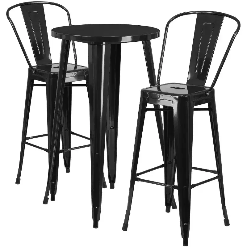 Merrick Lane 3 Piece Outdoor Dining Set with Bar Height Table and Stools