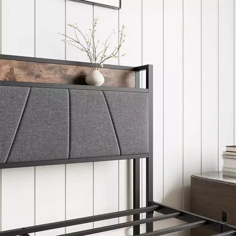 Full Size Platform Bed Frame with Storage Headboard, Charging Ports, 2 Drawers & Hidden Storage, No Box Spring Needed, Easy Assembly
