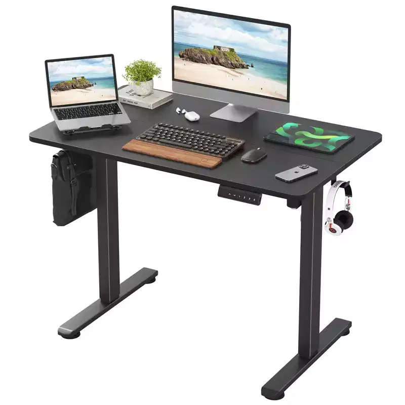 GDFStudio Axton Electric Standing Desk Adjustable Height Sit Stand Home Office Desk with Splice Board