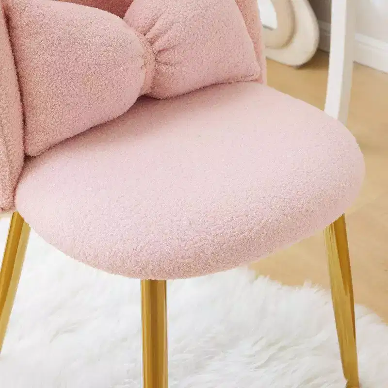 Make-Up Chair with Padded Velvet Seat, Adjustable Legs and Arms