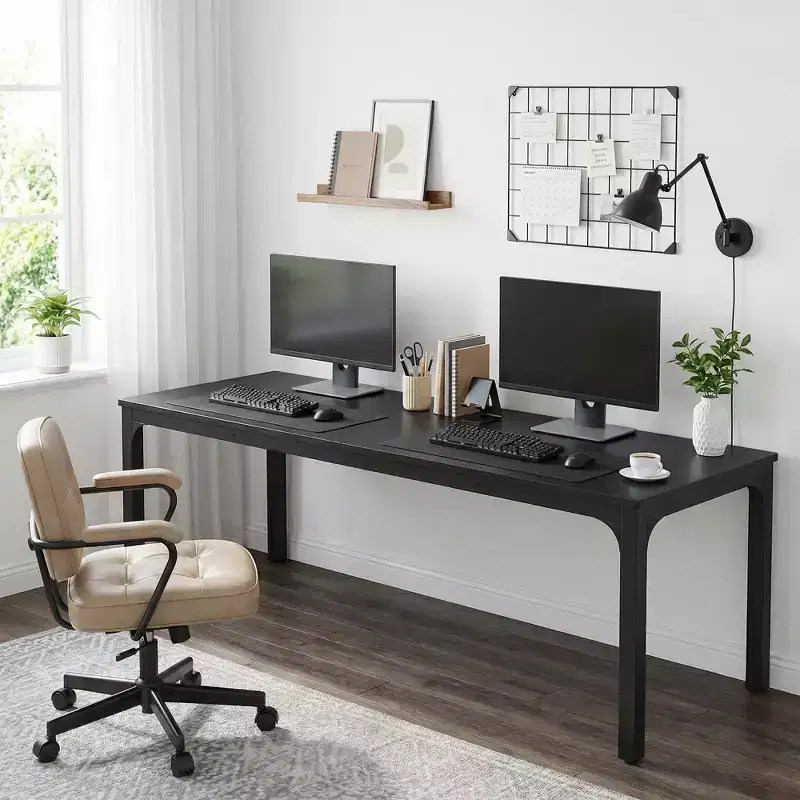78.7 Extra Long Industrial Double Workstation Desk, 2-Person Home Office Desk with Heavy-Duty Metal Frame, 200lbs Capacity MDF Tabletop