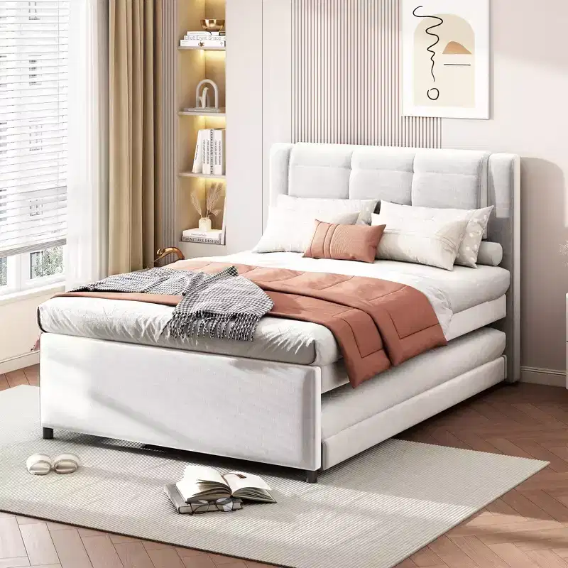Whisen Full Size Upholstery platform bed with Trundle