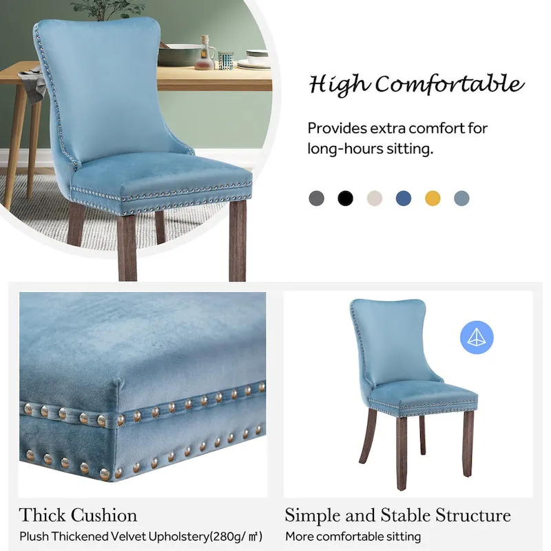 KATA Velvet Upholstered Wingback Dining Chairs Set of 2