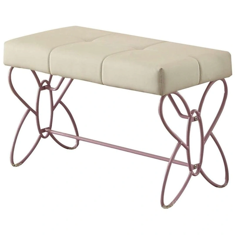 32 X 17 X 19 White And Light Purple Bench