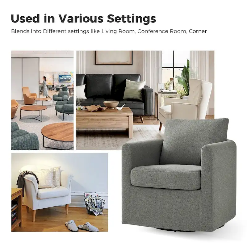 Erkenbald Modern 360-Degree Swivel Chair with Removable Slipcover Set of 2 by HULALA HOME