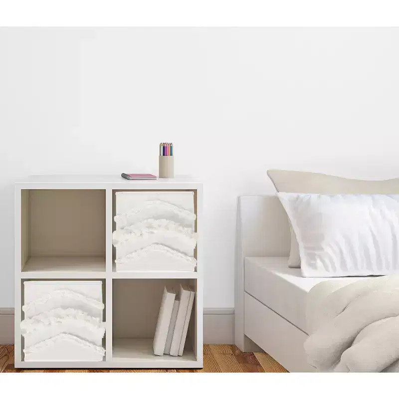 Boy or Girl Gender Neutral Unisex Kids' Decorative Fabric Storage Bins Bohemian Fringe Ivory
