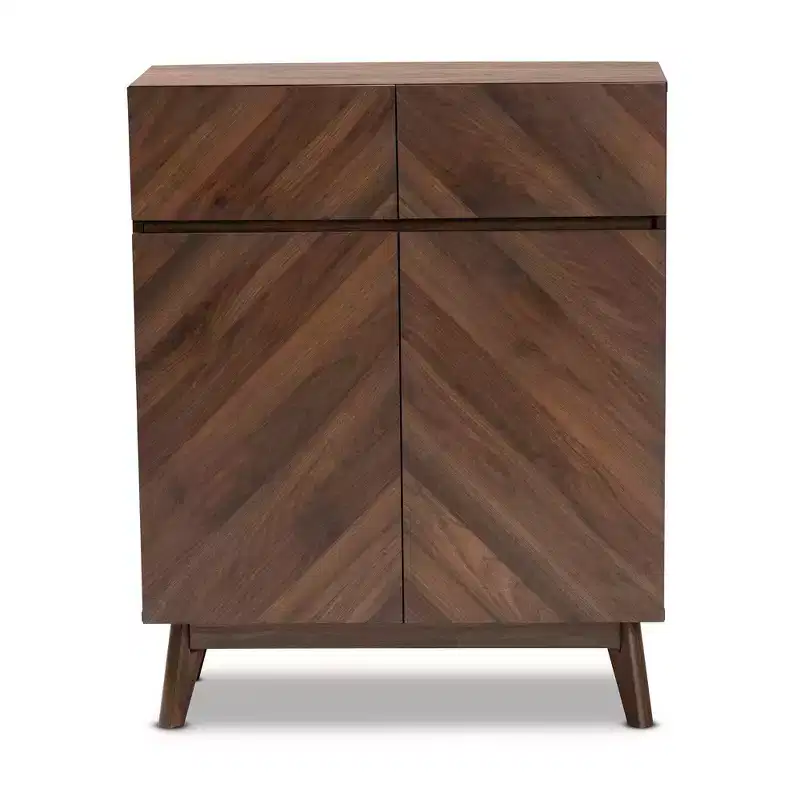 Wood Shoe Cabinet, Walnut Brown, Entryway Storage, Holds 12 Pairs