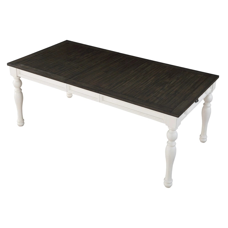 Farmhouse Two-Tone 80-Inch Dining Table - Two Tone Soft White and Dark Oak