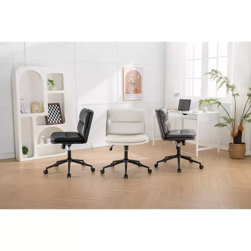Bizerte Adjustable Swivel Criss Cross Chair, Wide Seat Office Chair Vanity Chair