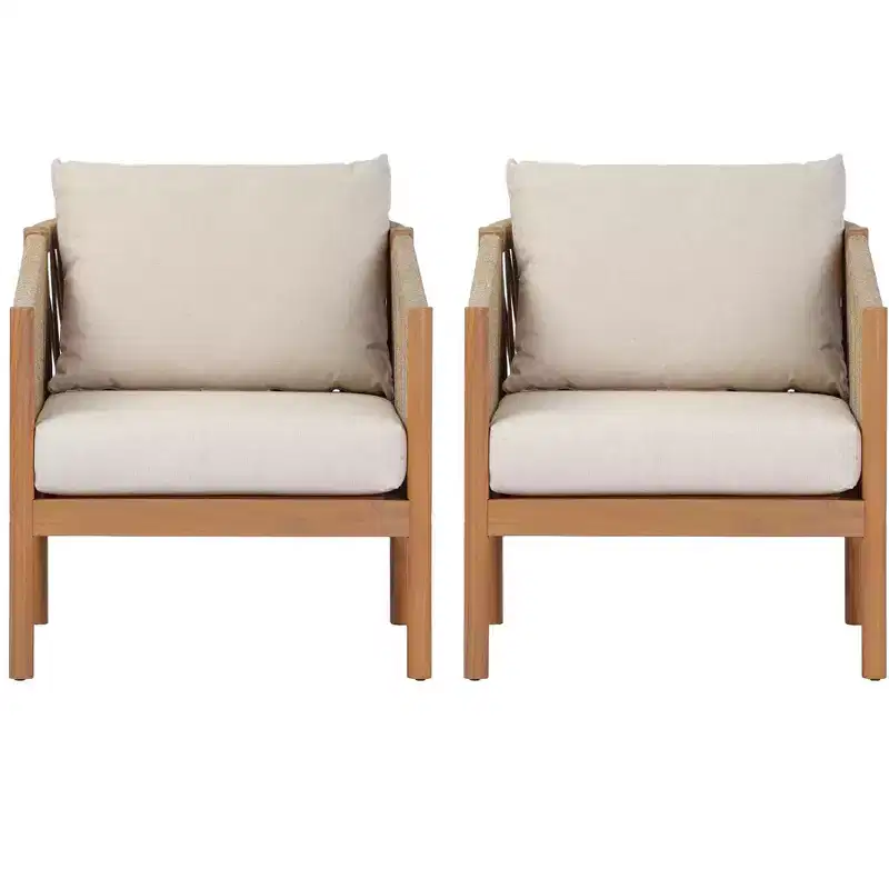 Christopher Knight Home Maha Modern Patio Acacia and Rope Woven Club Chair with Cushion