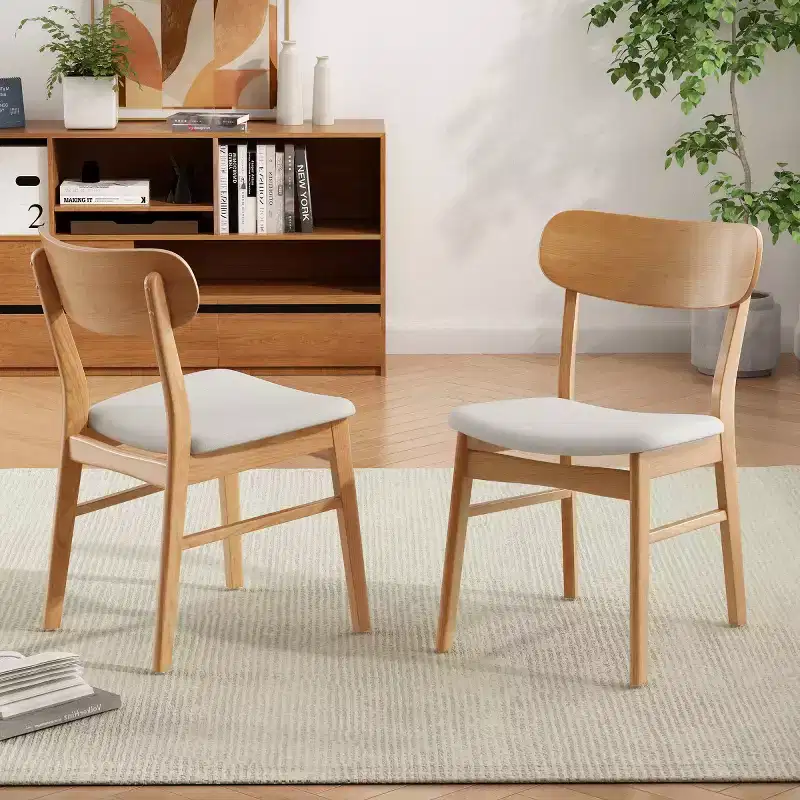 Set of 2 Wood Dining Chairs with Upholstered Seats, Modern Accent Chairs Kitchen Chairs for Dining Room or Living Room-Panipeachy