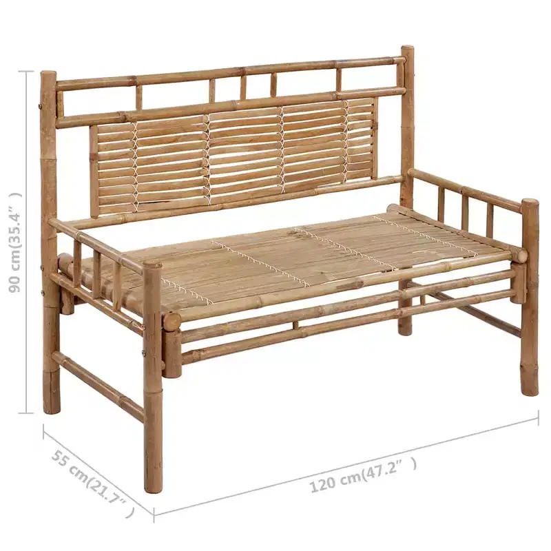 Garden Bench Taupe Bamboo Large Durable Garden Bench