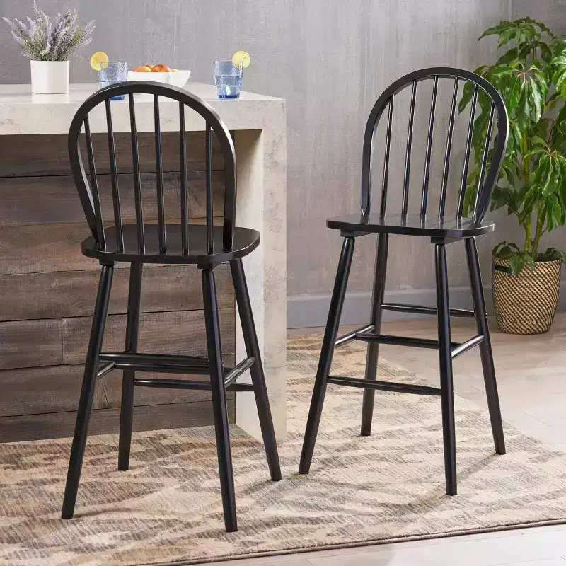 Christopher Knight Home Radek Contemporary Rubberwood Bar Stools with Curved Back (Set of 2)