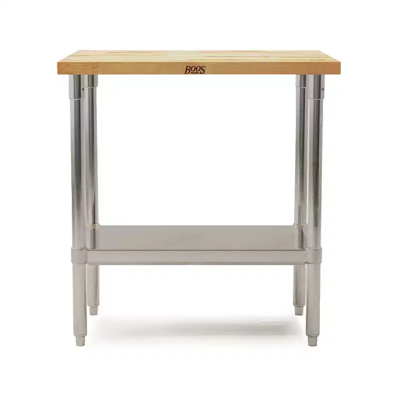 High-Quality Maple Wood Top Work Table with Adjustable Lower Shelf, 36x24x1.5 Inch, Galvanized Steel