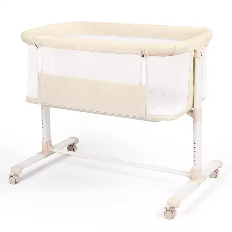 Kinder King Portable Baby Bassinet with Wheels, All-Mesh Bedside Sleeper, Newborn Crib with Removable Soft Mattress