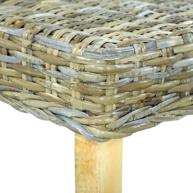 Rattan Bench with Mango Wood Legs, 43.3