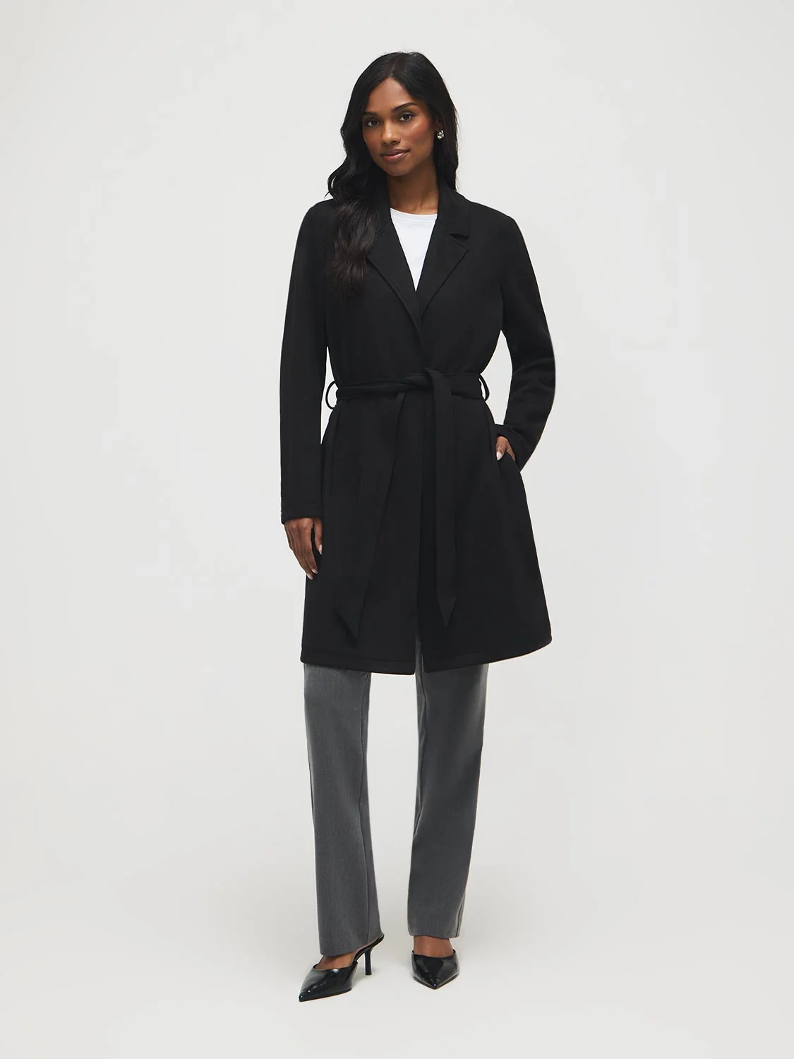 Faux Suede Mid-Length Coat