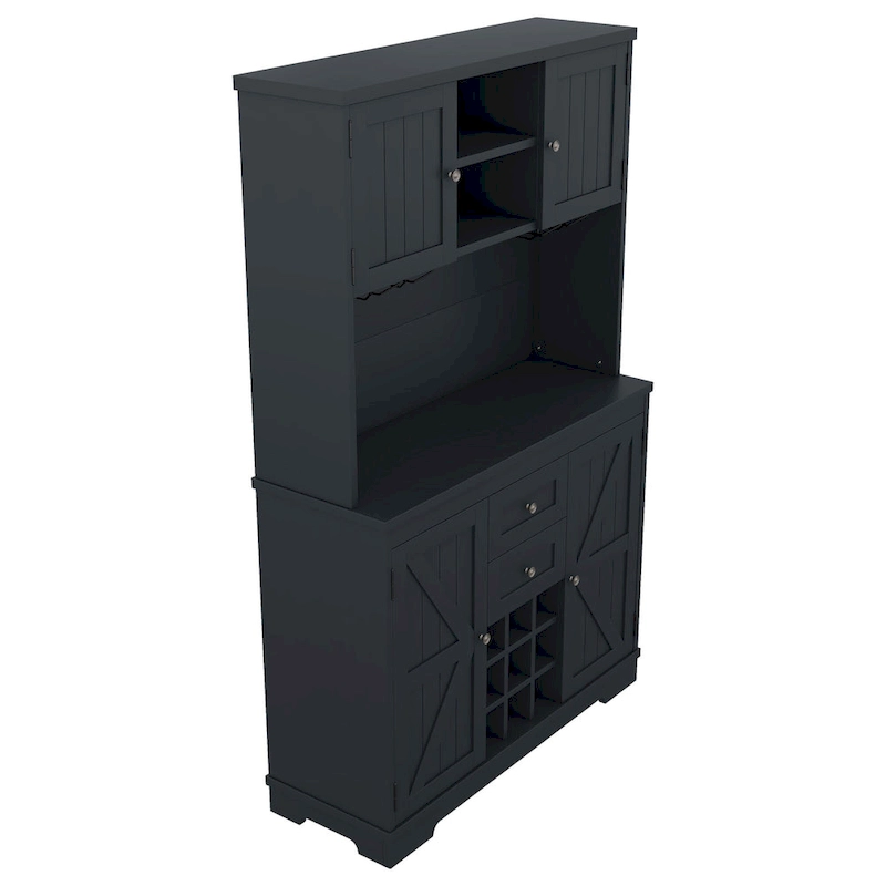 Coffee Bar Cabinet with Drawers, Freestanding Kitchen Pantry with Shelves and Cabinets, Buffet Cabinet with Glass Racks