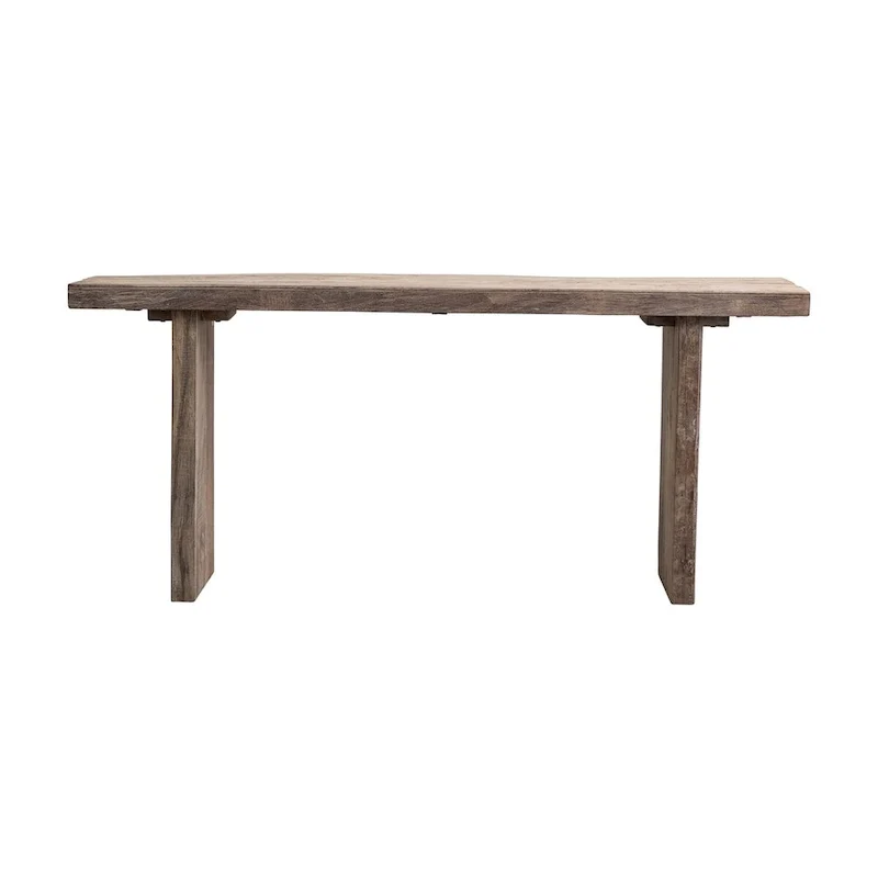 Natural Reclaimed Wood Console Table with Black Metal Legs for 1–2 Person, 72