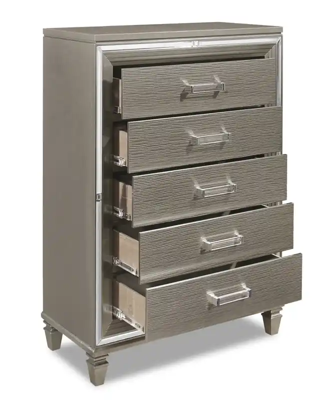 Bedroom Chest of Drawers, 5-Drawer, 38W x 54.3H, Glam