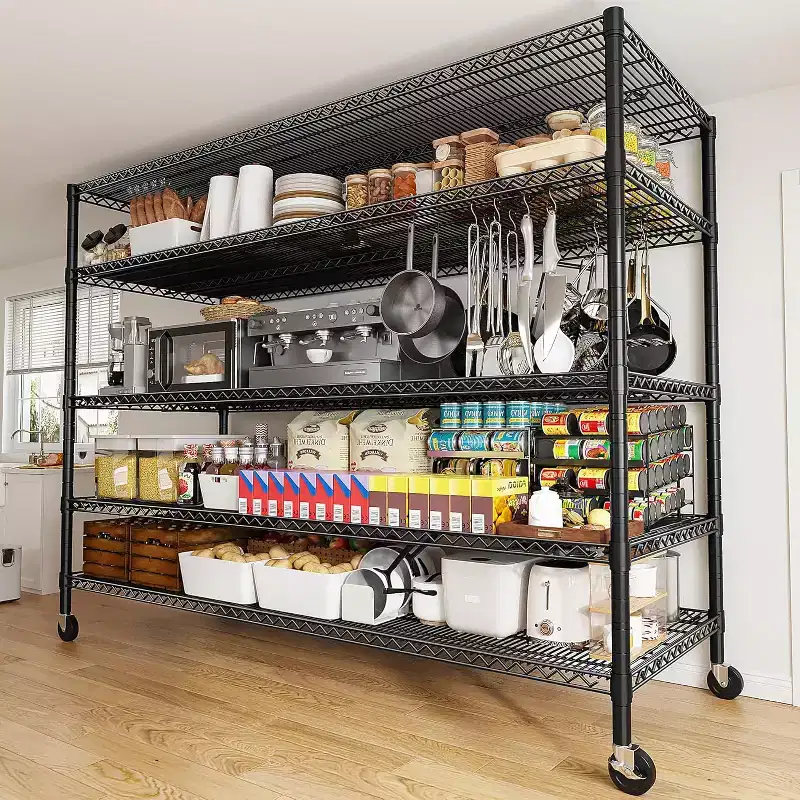 5-Tier Heavy Duty Metal Storage Rack 60W x 24D x 82H, 3000LBS Adjustable Wire Metal Shelves for Storage, Free Standing Storage Shelf Units