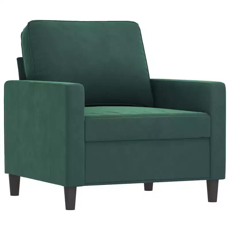 vidaXL Velvet Sofa Chair in Dark Green - Comfortable Armchair with Luxurious Velvet Fabric, Robust Metal Frame and Eye-catching Modern Design