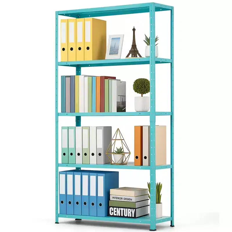 5-Tier Adjustable Storage Shelf, Metal Bookshelf with 500lb Capacity for Home, Garage, or Pantry, 35W x 68H x 12D - Green