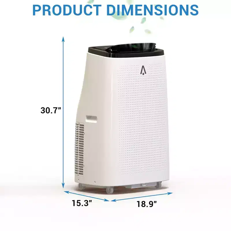 Acekool 15000 BTU Smart Portable Air Conditioner, 5-in-1 Indoor AC, Remote, Silent, Up to 850 Sq Ft, for Bedroom Office, Black Top