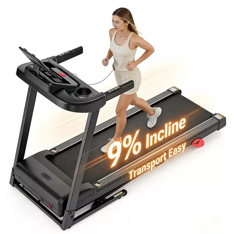 Folding Treadmill with Incline for Home, 3.0HP Motor, LED Display, Bluetooth Speakers, App Compatible, Shock Absorption for Walking & Running