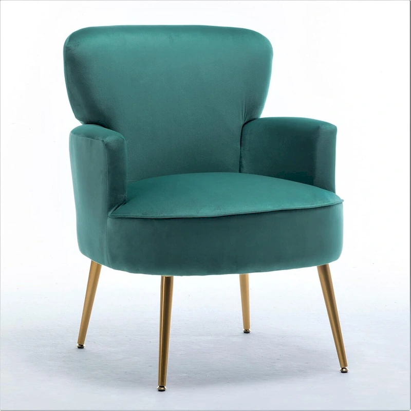 US Pride Furniture Trendy Velvet Accent Chair with Gold Metal Legs Upholstered Armchair