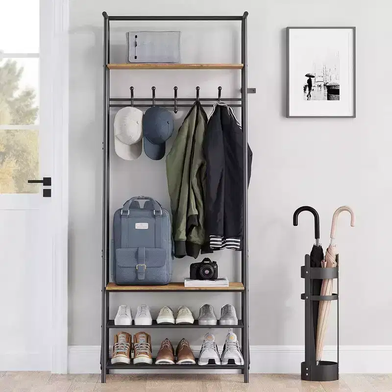 Coat Rack Shoe Bench with 5 /6 /10 Hooks